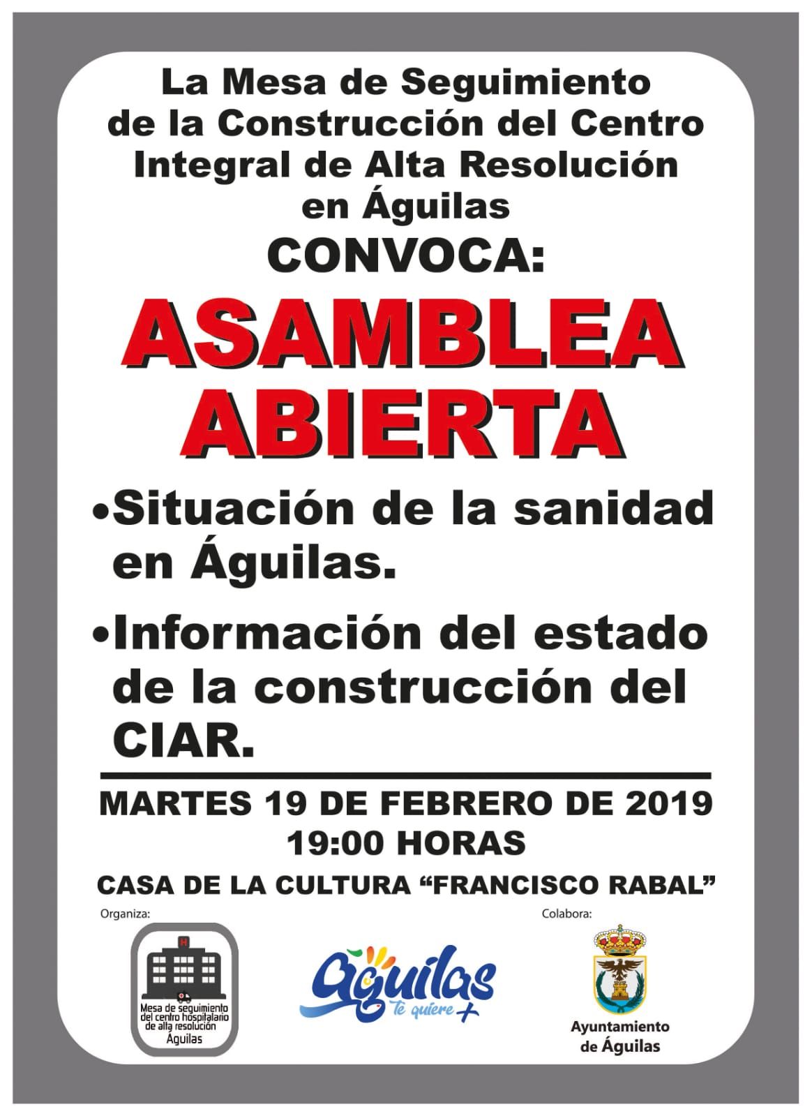 El próximo martes se celebrará una asamblea abierta de la Mesa de Seguimiento del Centro Integral de Alta Resolución
