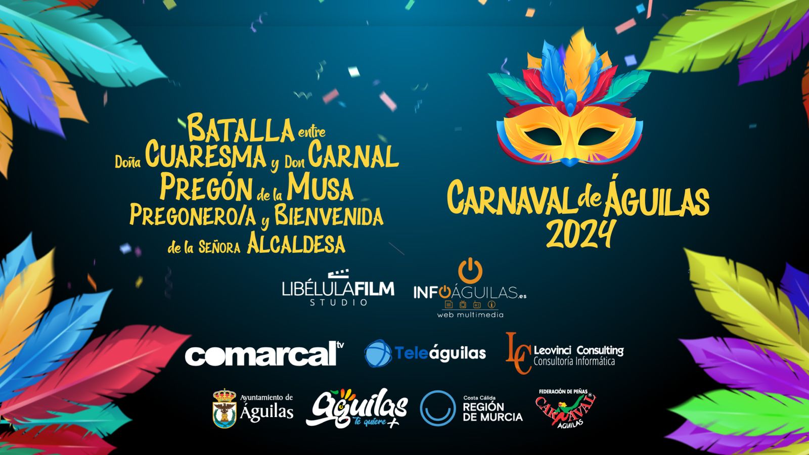 Batalla entre Doña Cuaresma y Don Carnal, Pregón de la Musa, Pregonero y Bienvenida de la Sra Alcaldesa Carnaval de Águilas 2024