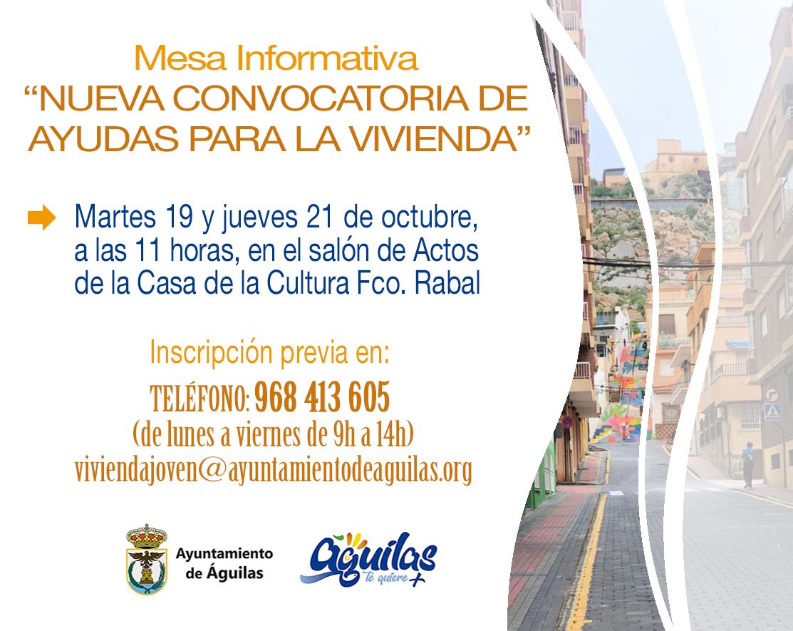 La Concejalía de Juventud organiza dos mesas informativas sobre las nuevas convocatorias de ayudas para la vivienda