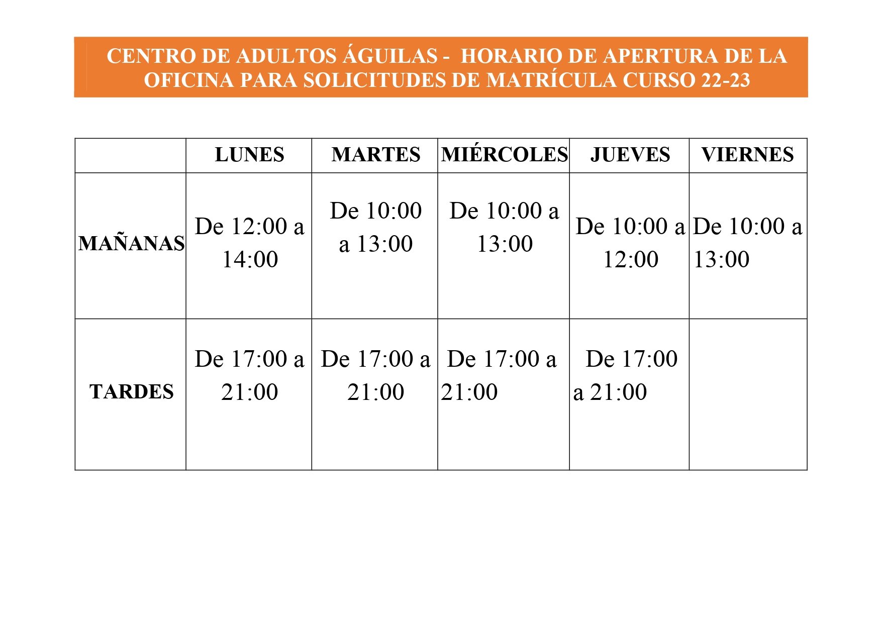 Ya está abierto el plazo de solicitud de matrícula en el Centro de Educación de Adultos