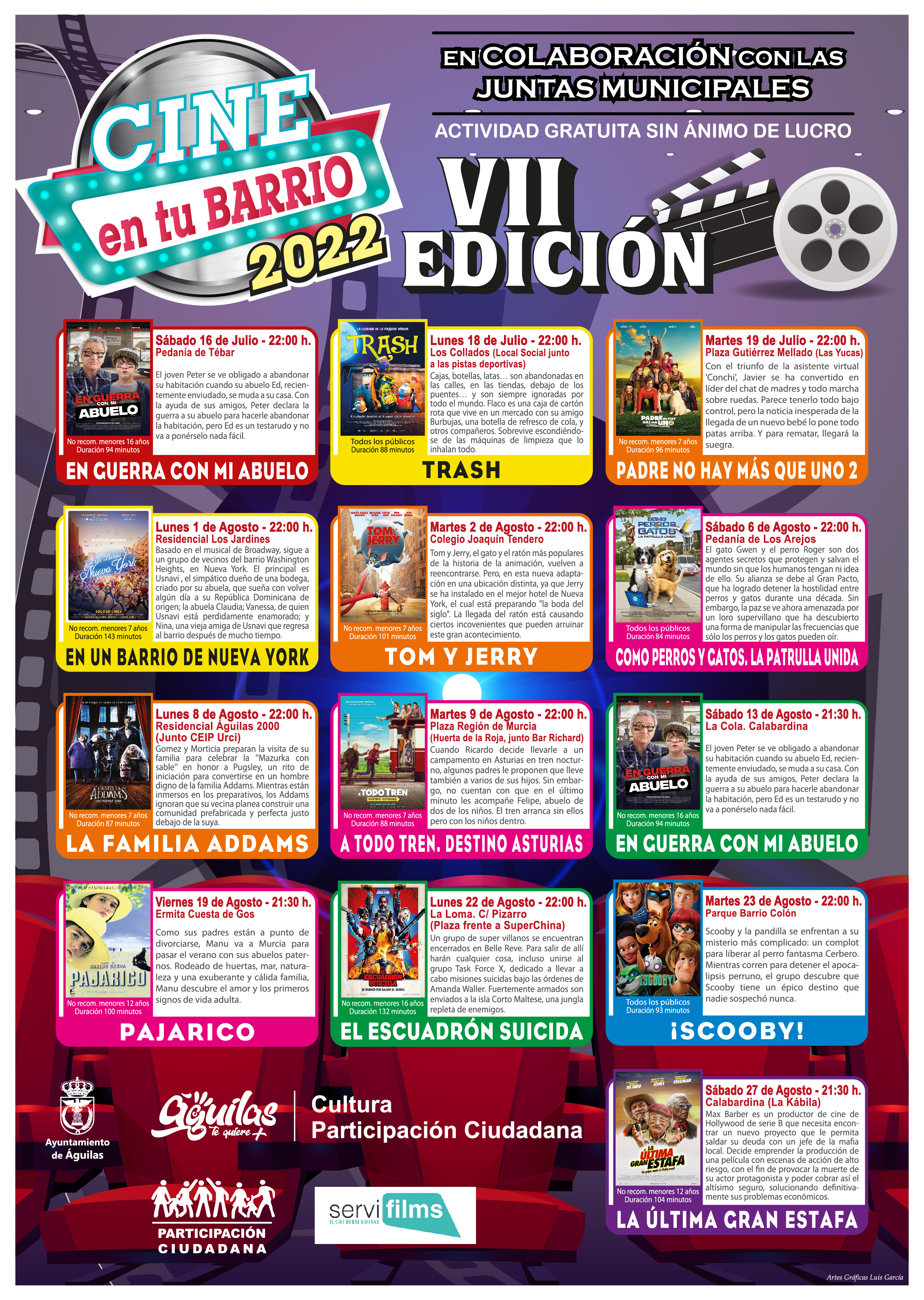 El próximo sábado comienza la VII edición de Cine en tu barrio