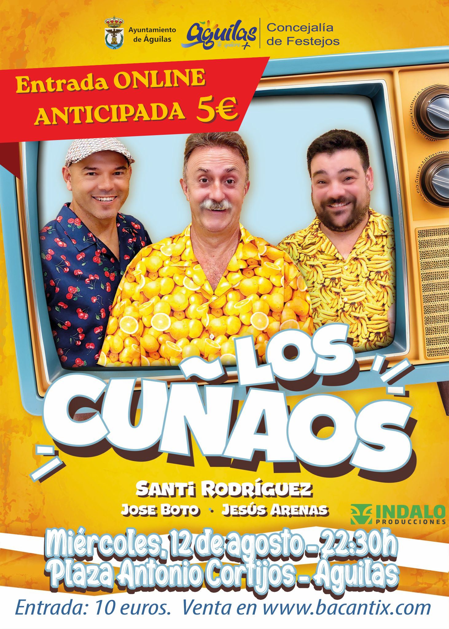 El Ayuntamiento de Águilas pone a la venta las entradas para el espectáculo cómico «Los Cuñaos» con un precio especial de 5 euros en venta anticipada