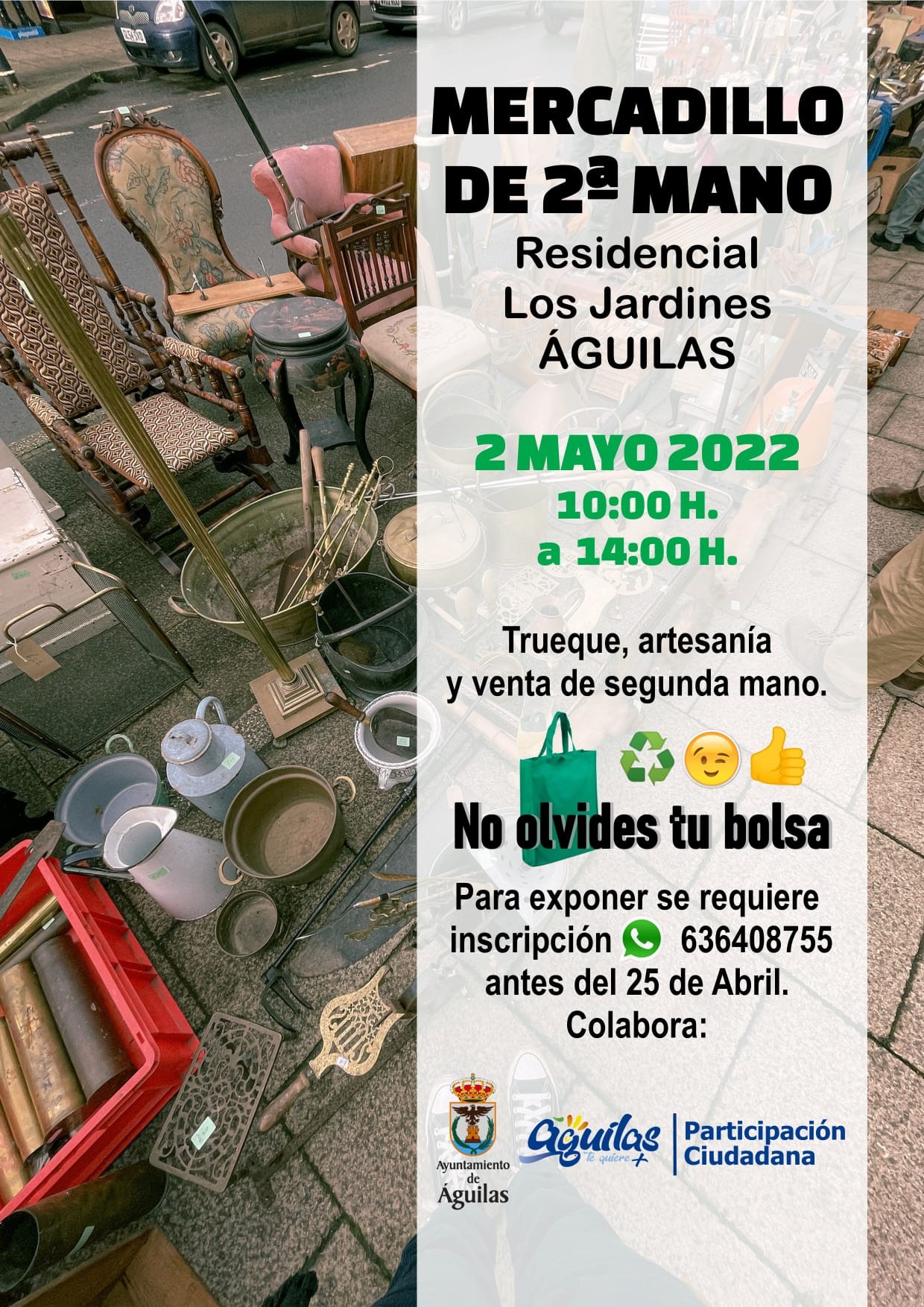 El residencial Los Jardines celebra el próximo lunes un mercadillo de segunda mano