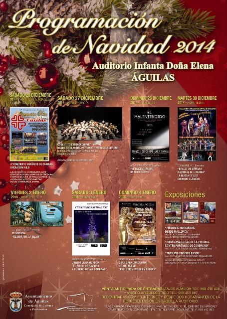 Variedad de eventos en el programa navideño del Auditorio Infanta Doña Elena de Águilas 