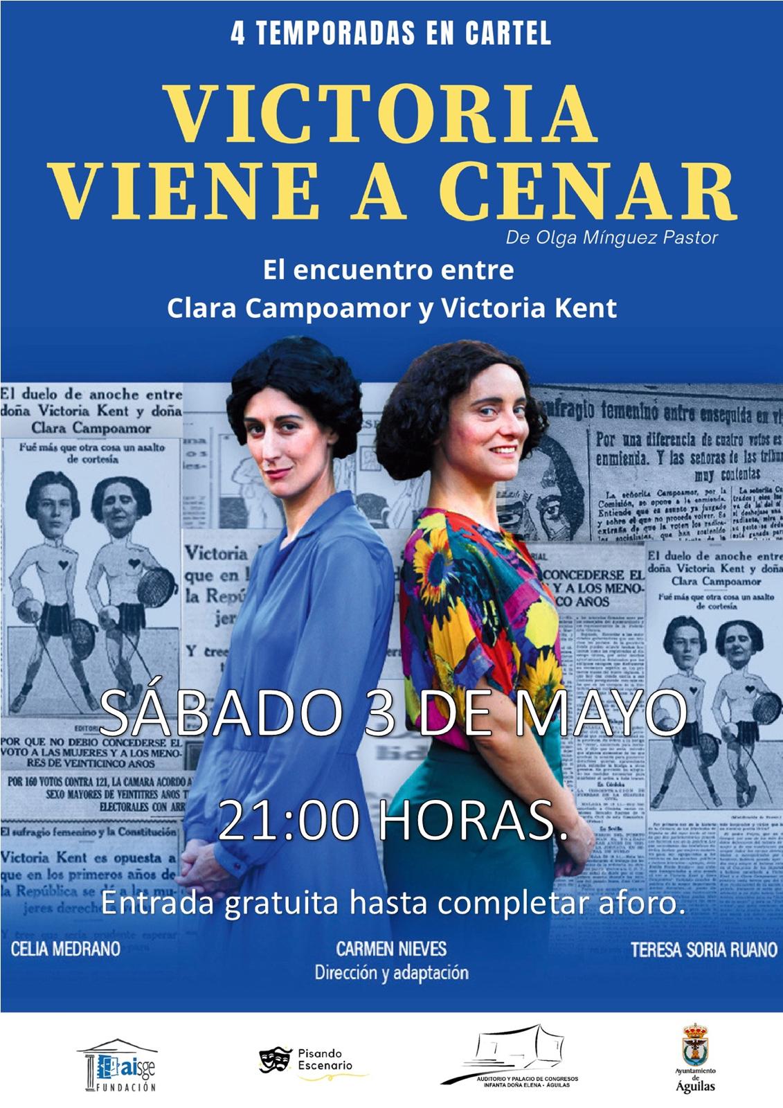 “Victoria viene a cenar” llega al Auditorio el próximo 3 de mayo