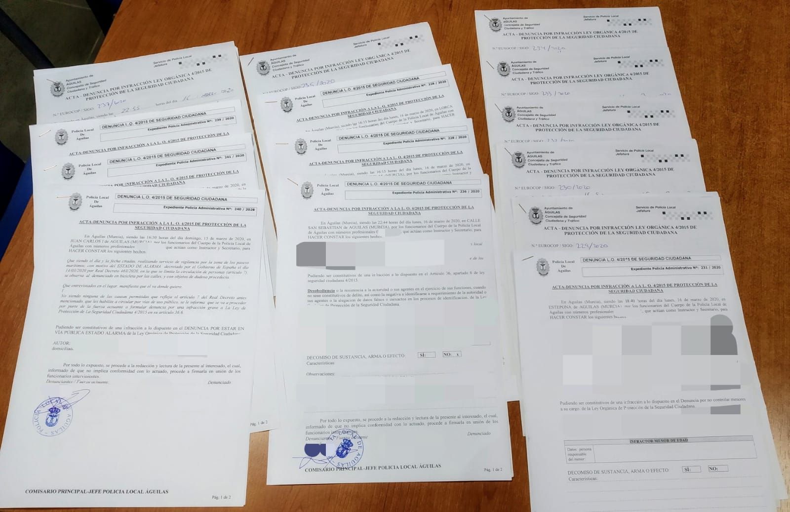 Primeras denuncias en Águilas por incumplir el confinamiento