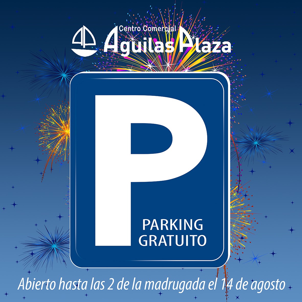 El Centro Comercial Águilas Plaza pone su parking a disposición de los aguileños y visitantes las noches del 14 y el 16 de agosto