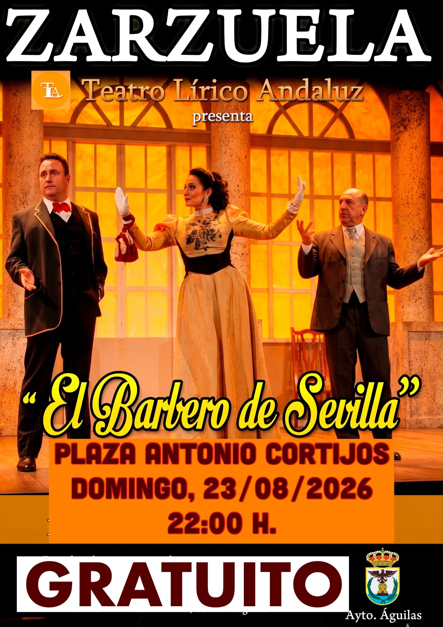 El espectáculo de zarzuela ‘El barbero de Sevilla’ se representará de forma gratuita este domingo