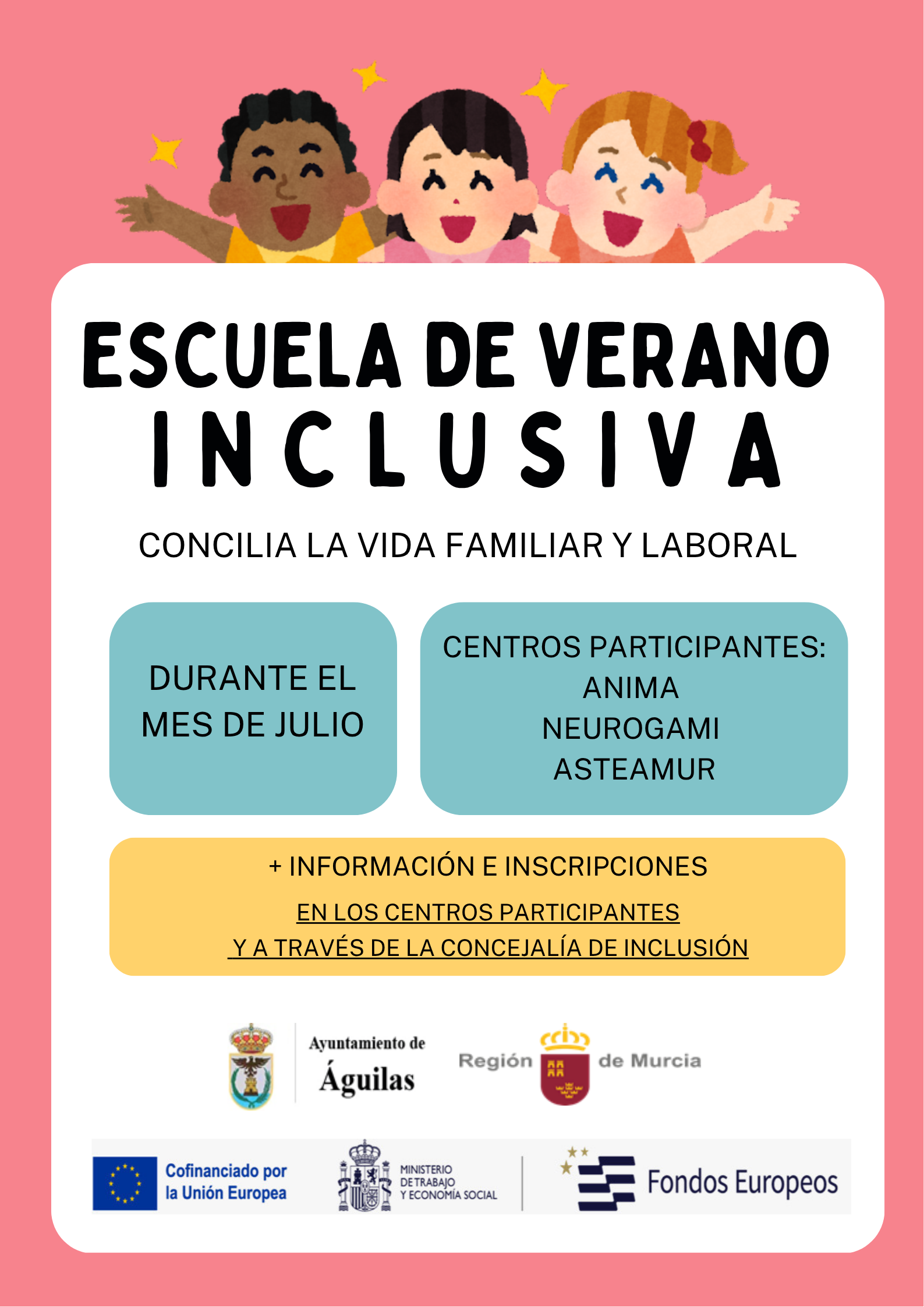 Más de una veintena de niños participan en las Escuelas de Verano Inclusivas puestas en marcha por el Ayuntamiento de Águilas