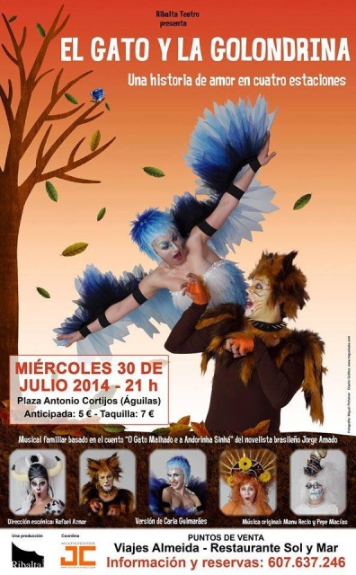 Teatro infantil en Águilas con la obra “El gato y la golondrina”