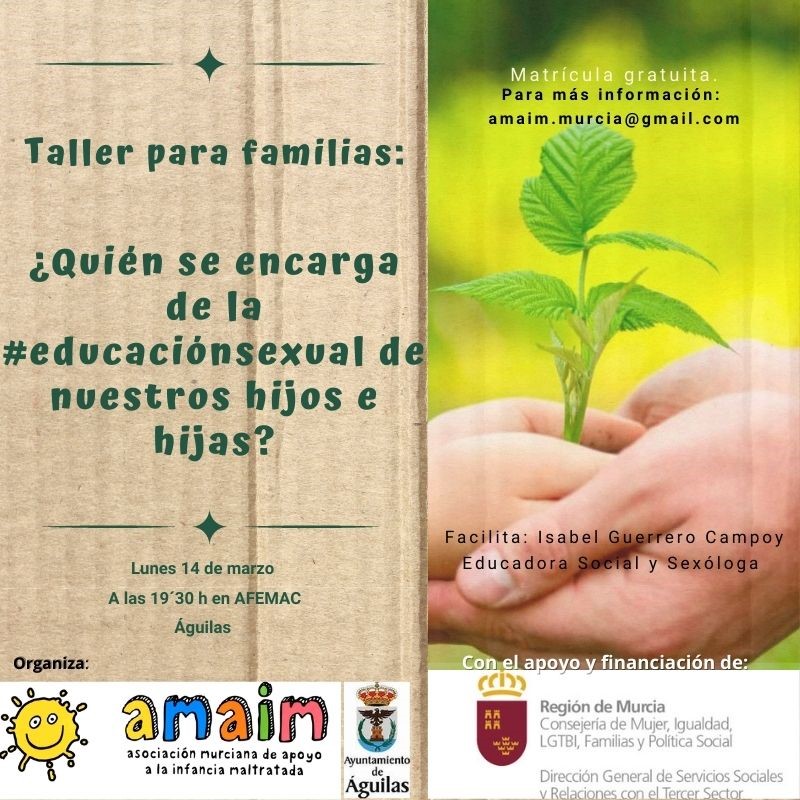 Esta tarde se celebra el taller “¿Cómo acompañamos a nuestros hijos e hijas en la sexualidad?” 