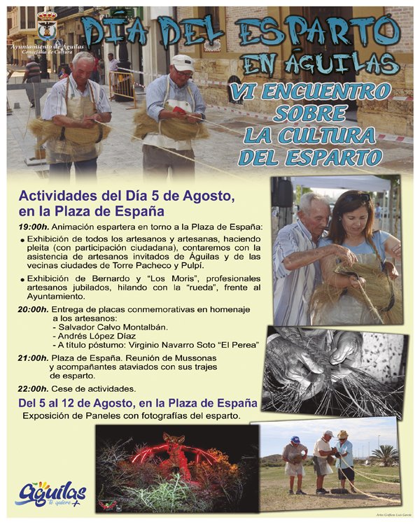 El próximo día 5 Águilas celebrará el Día del Esparto