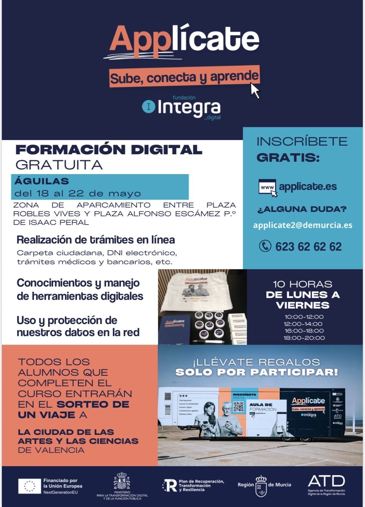 Águilas acoge del 18 al 22 de mayo la campaña gratuita de formación digital “Applícate”