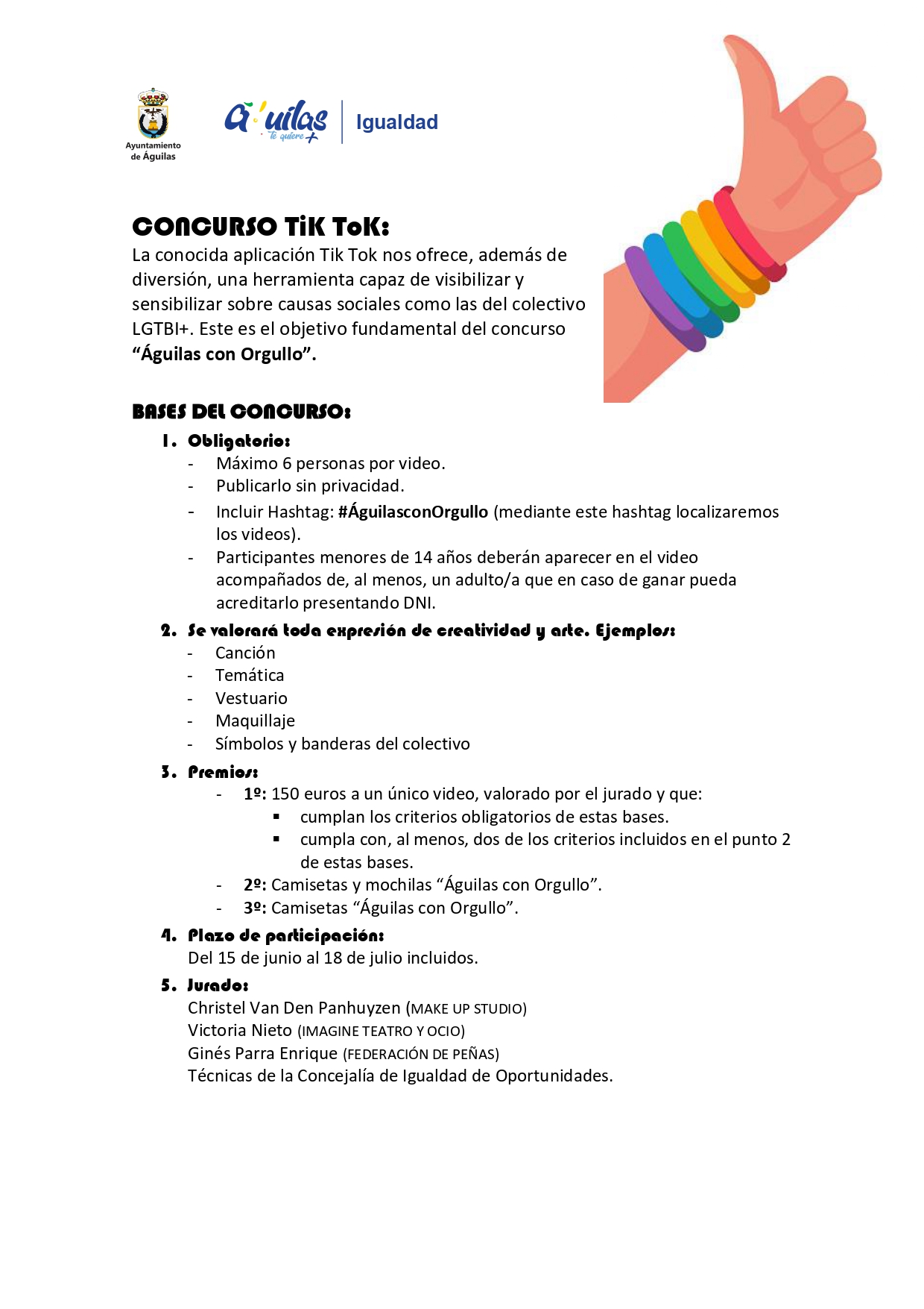 Bases Concurso Tik Tok "Águilas con orgullo"
