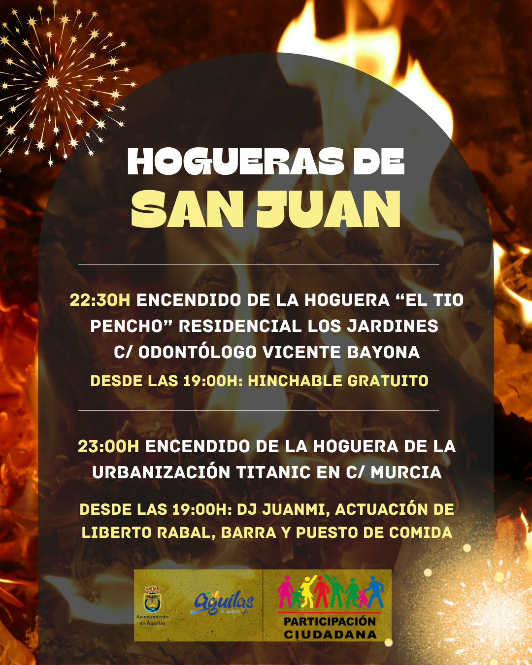 Águilas celebra la noche de San Juan con actividades para toda la familia