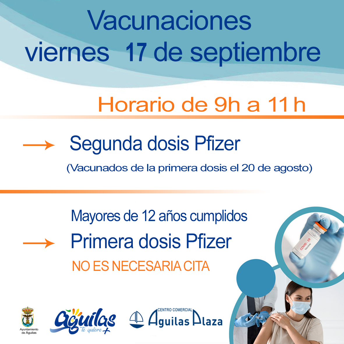 Centro Comercial Águilas Plaza acogerá el viernes una nueva jornada de vacunaciones masivas contra la COVID 19 sin cita