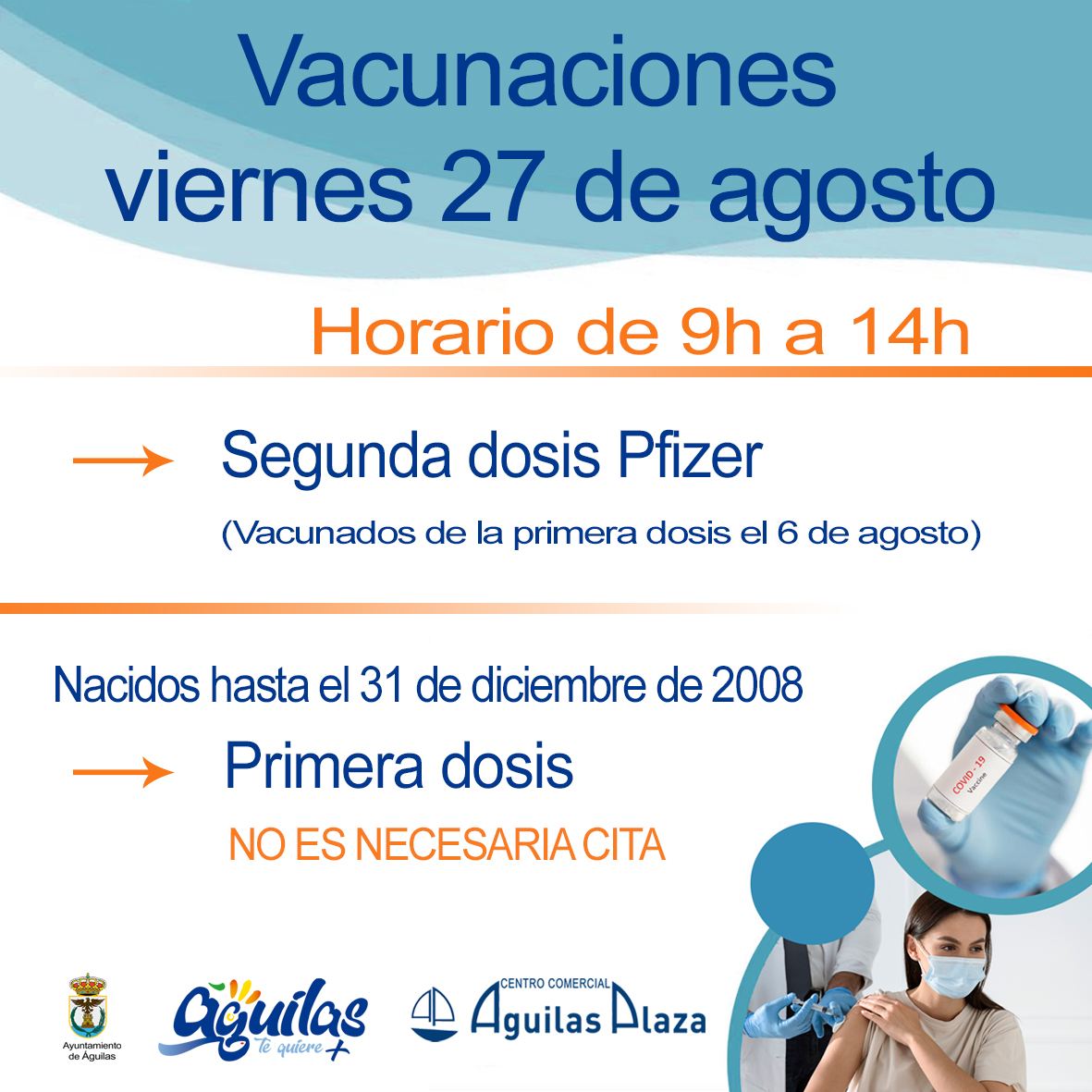 Este viernes se podrá acudir a vacunarse contra la COVID 19 sin cita