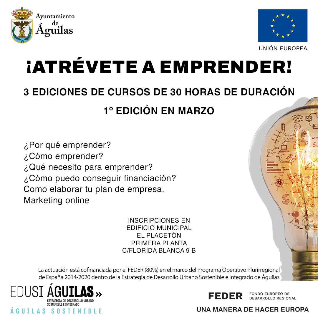El Ayuntamiento de Águilas pone en marcha un programa para fomentar el emprendimiento entre la población