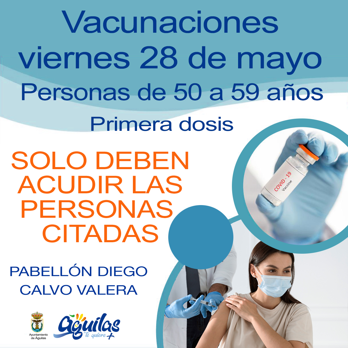 Mañana viernes se vacunará a las personas de entre 50 y 59 años que hayan sido citadas
