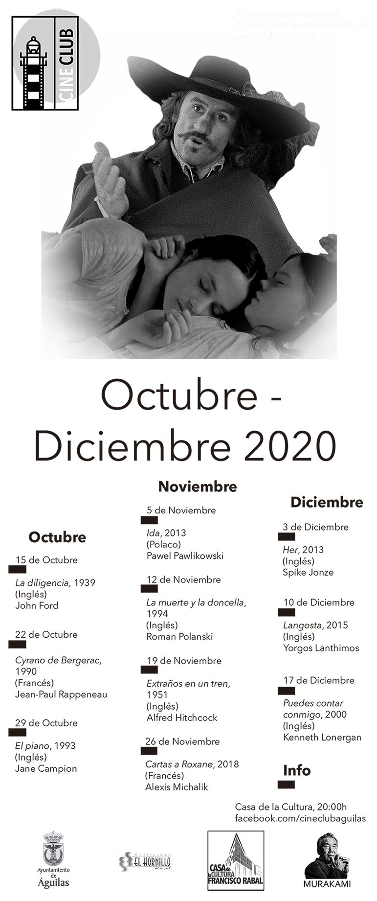 El próximo 15 de octubre comienza un nuevo ciclo del Cineclub Águilas