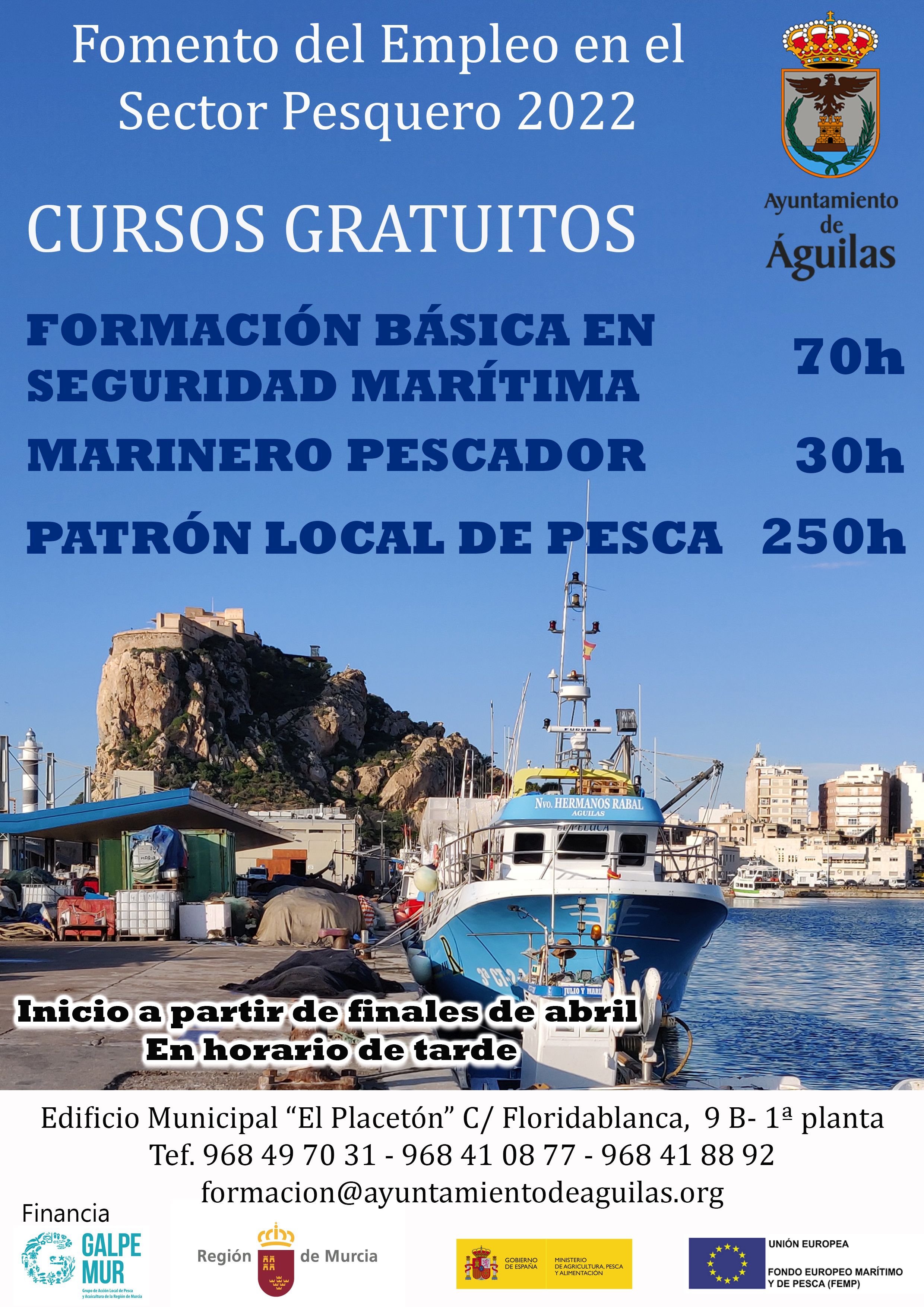 El Ayuntamiento presenta la III Edición de Cursos para el Fomento del Sector Pesquero de Águilas 