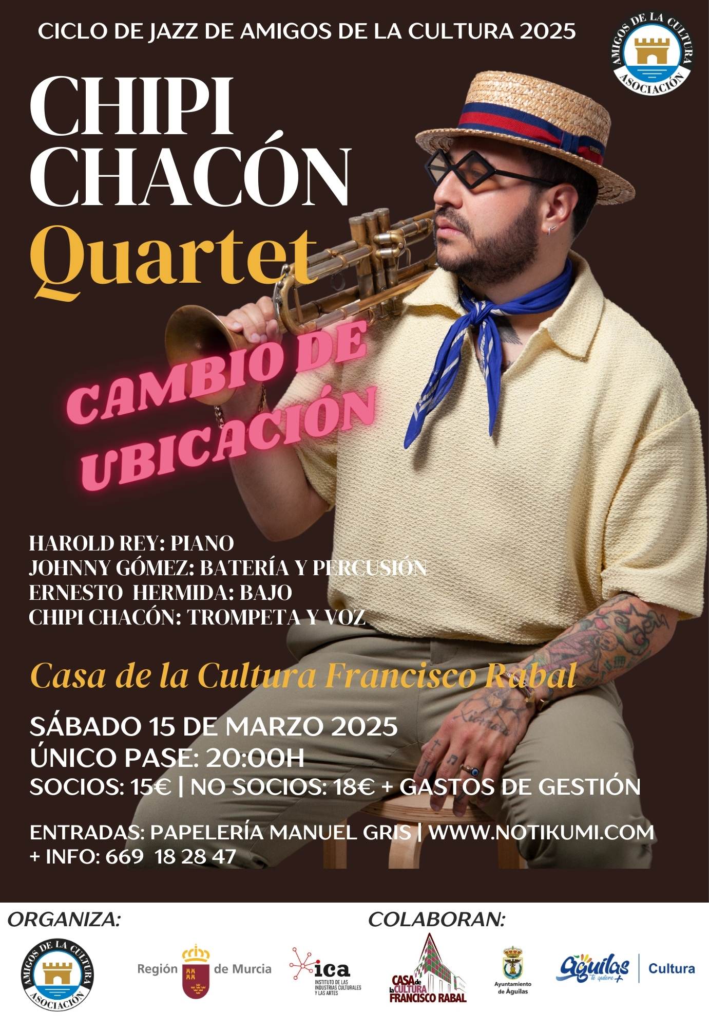 Cambio de ubicación del segundo concierto del ciclo de invierno de Jazz de la Asociación de Amigos de la Cultura