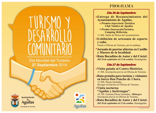 Variedad de actividades en Águilas para celebrar el Día Mundial del Turismo  