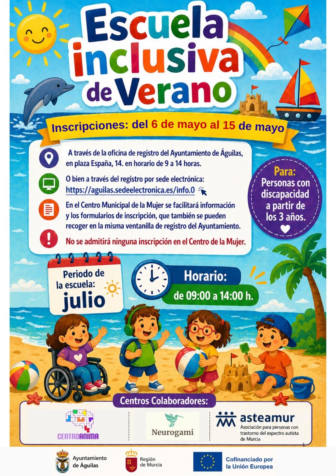 El próximo 6 de mayo se abre el plazo de inscripción en las Escuelas Inclusivas de Verano