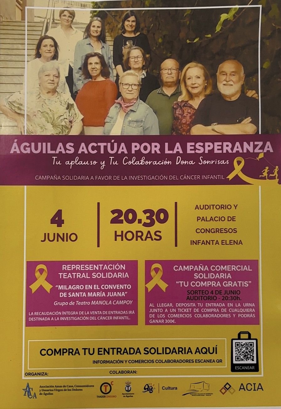 Águilas acoge una representación teatral solidaria a beneficio de la investigación del cáncer infantil