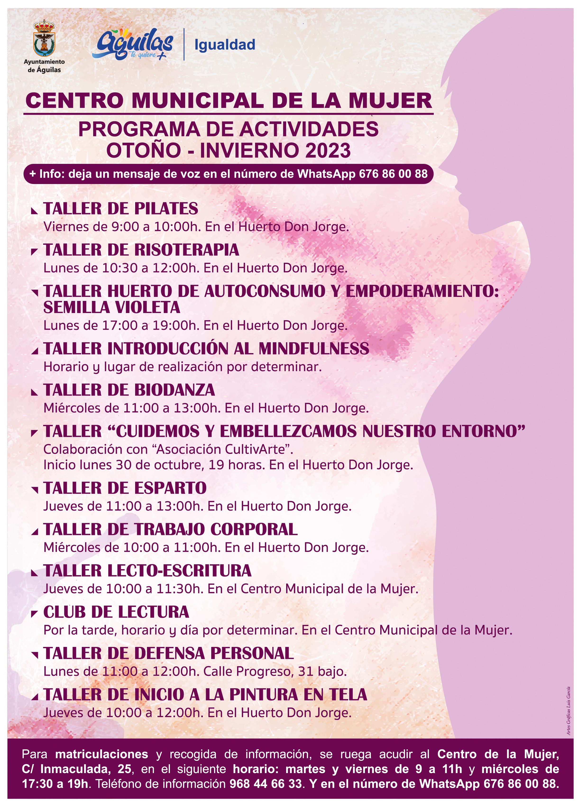 La concejalía de Igualdad presenta el programa de talleres de otoño